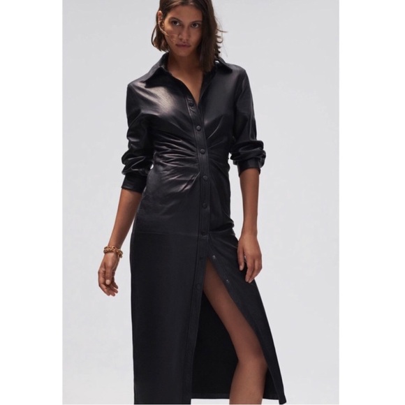 ZARA FAUX LEATHER MIDI DRESS BALCK BLOGGERES FAV - Picture 5 of 8